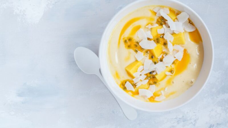 Banana-Passion Fruit Sunrise Smoothie Bowl